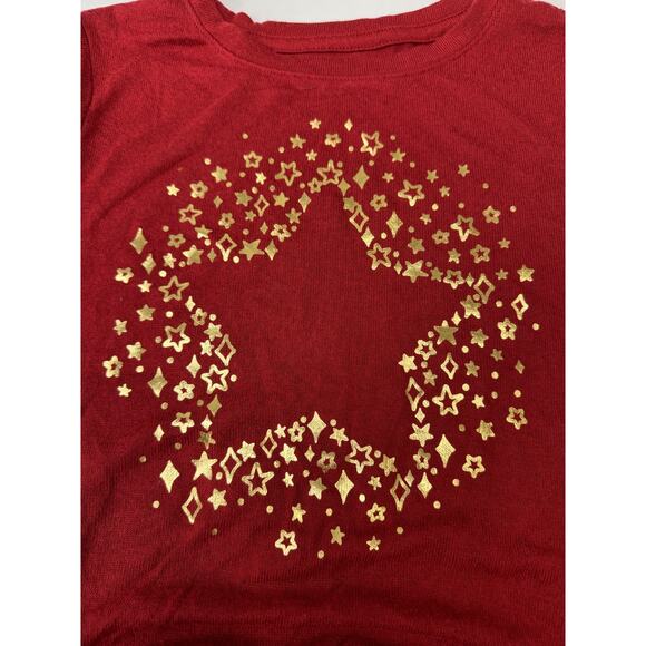 NWOT Christmas Sweater Kids Cat & Jack Red Gold Stars Holiday Kids Medium 7/8 - Picture 2 of 8